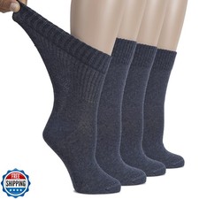 Hugh Ugoli Women's Cotton Diabetic Crew Socks, Wide, Thin, Loose Fit and Stre