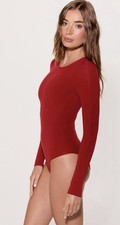 Fabletics Nearly Naked Shapewear Long Sleeve Bodysuit XS-S Red Holly New