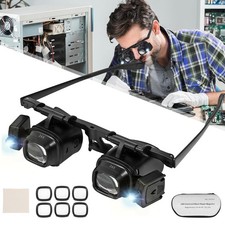 Kopflupe mit Licht Kopf Lupenbrille für Brillenträger 2.0X 6.0X 10.0X 24.0X Fach