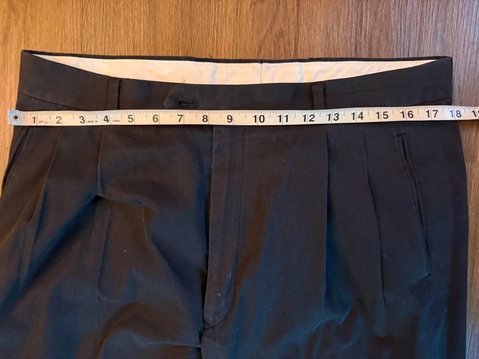 Pantalones de vestir Braggi Louis Raphael para hombre 36X30 negros plisados pantalones de carrera de negocios Foto 3 de 4