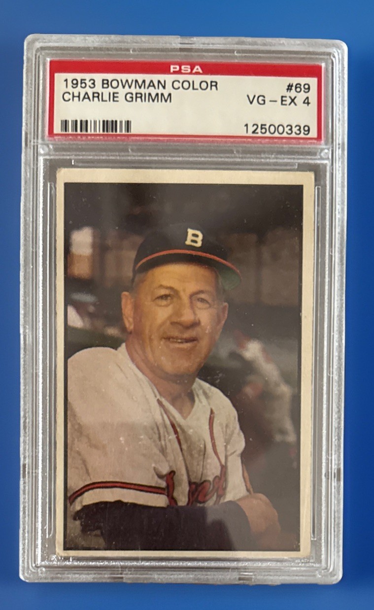 1953 Bowman #69 Charlie Grimm Braves MANAGER PSA 4