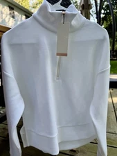 Calia Women's Soft Scuba 1/4 Zip Pullover in Pure White Size Small NWT