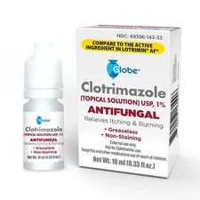 Globe 1% Topical Clotrimazole Solution 10ml Bottle (0.33 Fluid Ounce Liquid) for