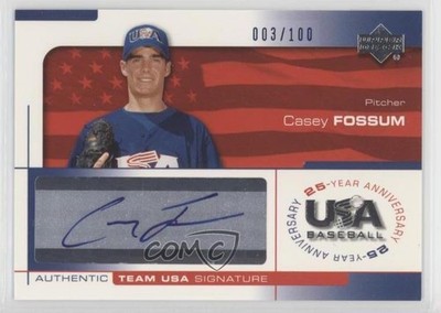 2004 USA Baseball 25-Year Anniversary Signatures Blue Ink Casey Fossum Auto e6p
