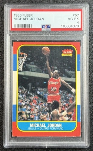 MICHAEL JORDAN PSA 4 1986-87 FLEER BASKETBALL #57 ROOKIE CARD RC BULLS VG-EX