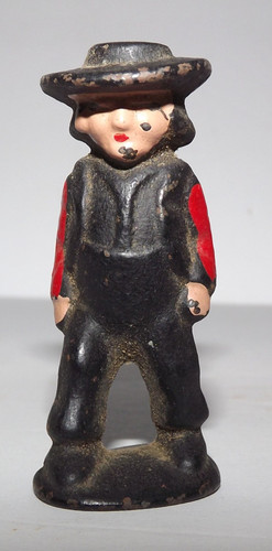 Vintage Amish Boy Man Cast Iron Figure 2.25"
