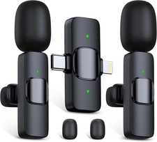 2Pack Wireless Mini Microphone for iPhone, iPad and Android Lavalier Microphone