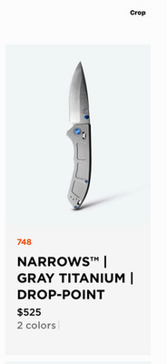 Benchmade Narrows Gray Titanium Handle Drop Point Plain Edge Frame Lock