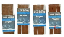 Wrights Soft and Easy Seam Binding Brown 34 Vintage 4 pkgs 3 yds ea 116 330 NOS