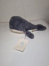 Cloud Island Whale Lovey Plush Baby Nursery White Blue Sewn Eyes Stuffed Toy