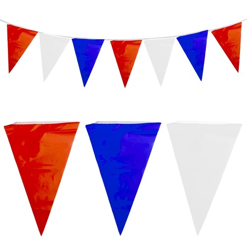 18M Red White And Blue Tri-Coloured Flags Triangular String Flags Coloured Flags - Bild 12 von 22