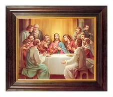 THE LAST SUPPER JESUS & THE 12 DISCIPLES - CHRISTIAN RELIGIOUS FRAMED PICTURE WA