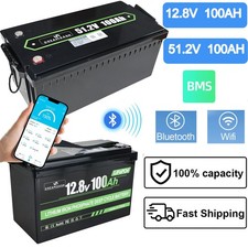 48V12V 100Ah Golf Cart LiFePO4 Lithium Battery Deep Cycle BMS Bluetooth RV Solar