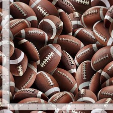 Cotton Fitness Fanatic Footballs Sports Brown Fabric Print by Yard D670.26