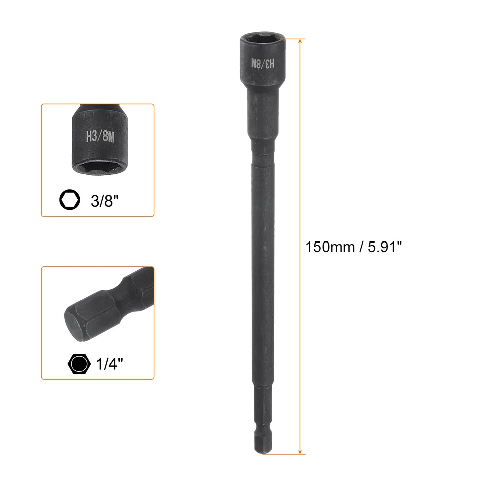 3Pcs Magnetic Nut Driver 3/8" x 1/4" Long Hex Shank - Image 2 of 4