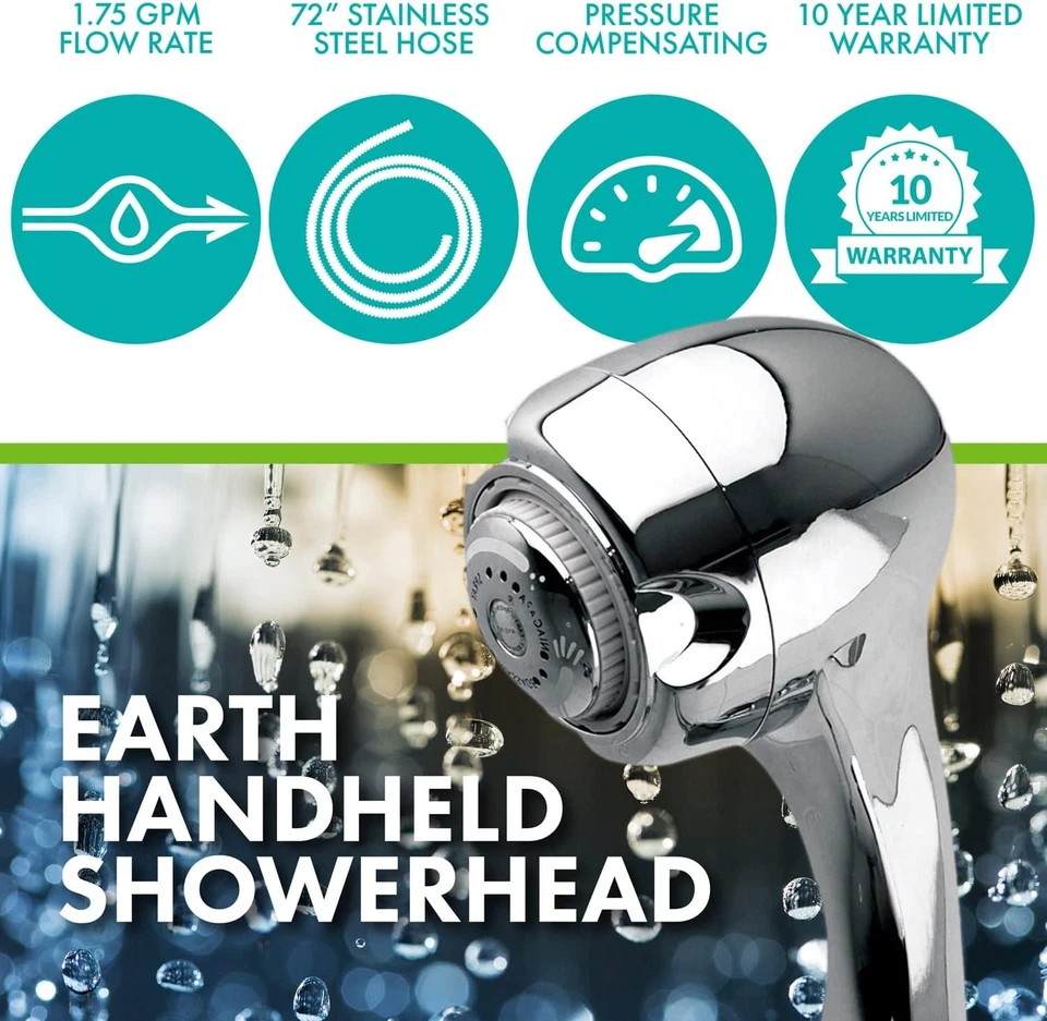 Earth Showerhead - Niagara Conservation | Energy & Water Saving Handheld Showerh - Image 3 of 4