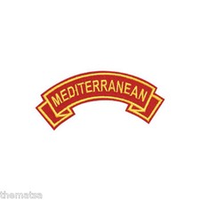 MARINE CORPS MEDITERRANEAN  MILITARY EMBROIDERED USMC RED SHOULDER ROCKER PATCH