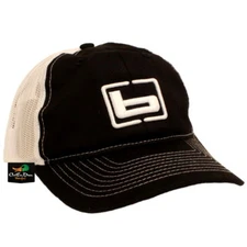 NEW BANDED GEAR CHINO TWILL MESH BACK TRUCKER CAP HAT BLACK W/ LOGO ADJUSTABLE