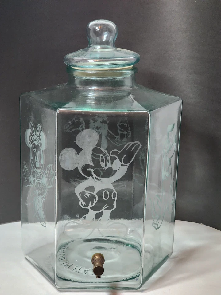 Dispensador de bebidas hexagonal de 5 galones de vidrio verde italiano de colección Mickey Mouse & Friends Foto 2 de 4