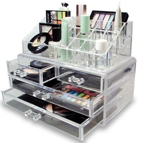 PORTATRUCCO ORGANIZZATORE COSMETICI BOX PORTA TRUCCO TRUCCHI ROSSETTI CASSETTI - Foto 2 di 8