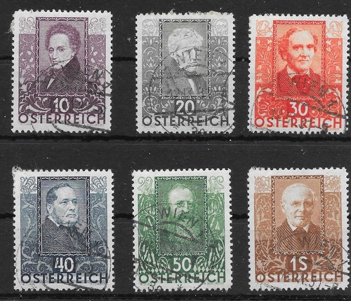 ÖSTERREICH SG672/7 1931 SCHRIFTSTELLER & JUGENDARBEITSLOSENKASSE SET GEBRAUCHT (p)