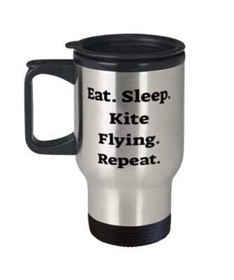 Eat. Sleep. Kite Flying. Repeat. Travel Mug, Kite Flying Present From