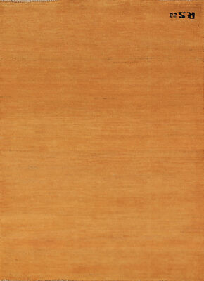 Premium Quality Gabbeh Solid Design Wool Foyer Rug - Timeless Style'' Gold 3x4 ft