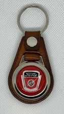 TAN High Quality 100% leather RETRO KEYCHAIN RED F100