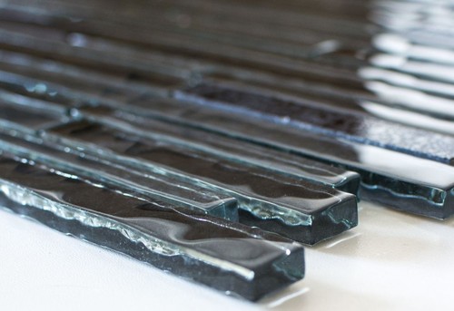 Glas Naturstein Stäbchen Schwarz Grau Fliesenspiegel Wand Bad 86-MS89 | 1 Matte - Picture 3 of 5