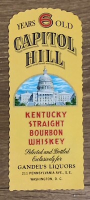 Kentucky Whiskey Label Capitol Hill Bourbon Washington Vintage Original 1930s