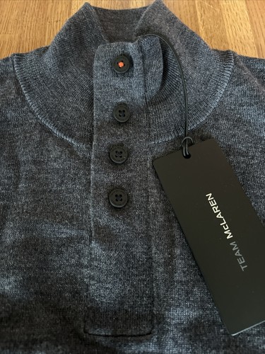 Formula 1 F1 Team McLaren Mens Merino Sweater Jumper Grey Small Brand NEW - Picture 3 of 6