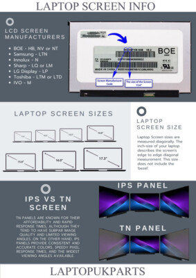 15.6 Inch LCD Replacement Screen B156HTN03.4 - FHD 1920x1080 30 Pin Matte Laptop Display With Brackets
