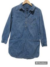 Sz M GAP Blue Denim Chambray Tunic Shirt Dress Thick Stitch EXCELLENT