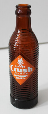 Beautiful 1940 S Deco Orange Crush Soda Bottle In Amber Glass Ebay