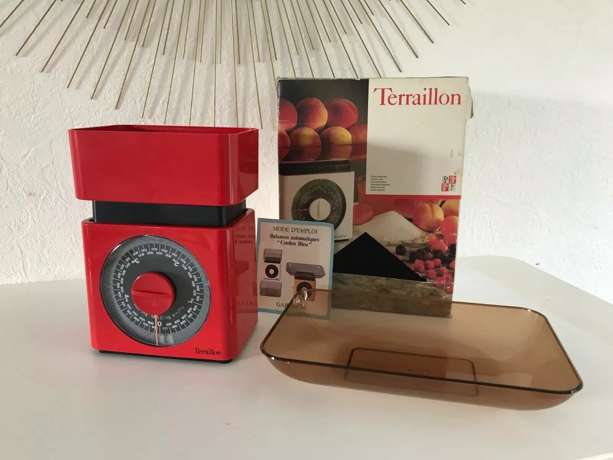25 ⚜️ Ancienne Balance Rouge Terraillon Max 5 Kg Vintage Avec la Boite Bon État