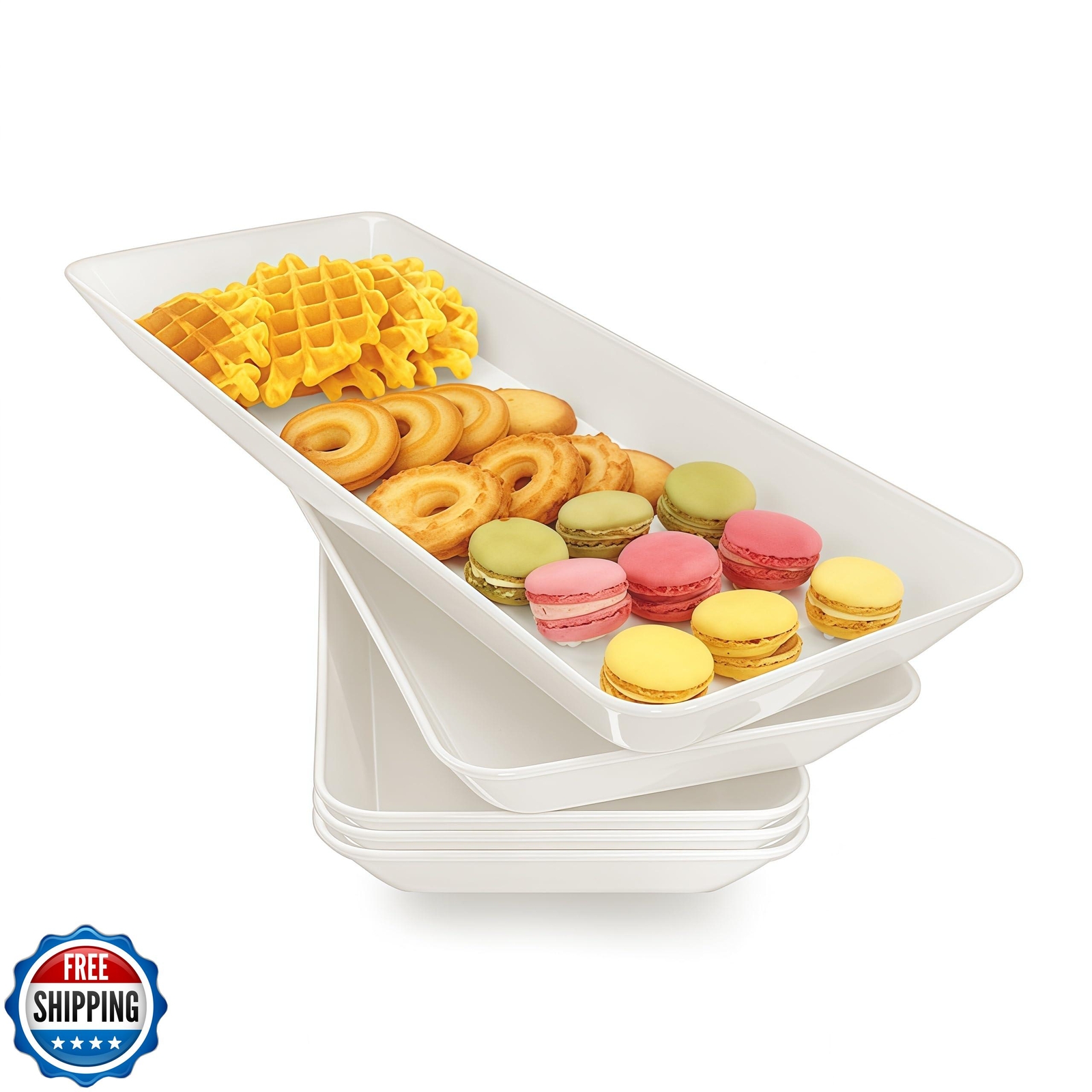 AMGBZT 5-Piece Rectangle Serving Tray Set for Veggies and Snacks