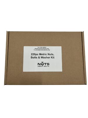 M6 6 mm 220-teiliges sortiertes Edelstahl-Domknopfkopf-Set Muttern, Schrauben & Unterlegscheiben