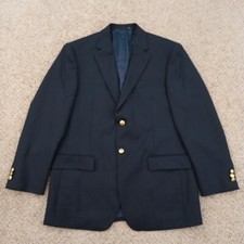 Stafford Blazer Mens 40 Solid Blue Wool Blend Two Button Single Vent