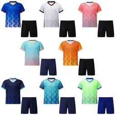 Kids Boys Sports Set 2 Piece Football Outfit Athletic Suit T-shirt Quick Dry