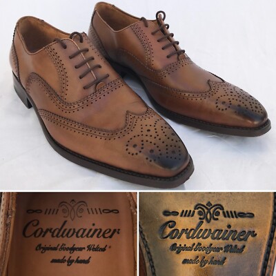 Cordwainer Cognac Wingtip Leather Dress Oxfords Shoes Mens Made by