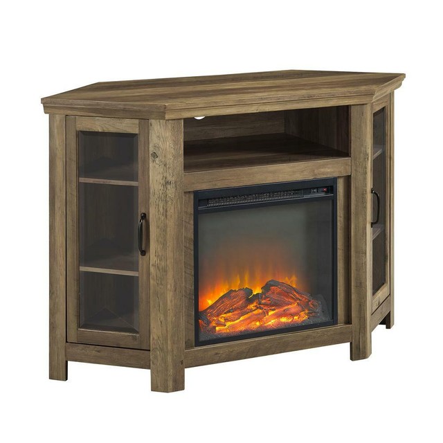 48 Wood Corner Fireplace Media Tv Stand Console Rustic Oak For
