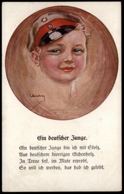 EIN DEUTSCHER JUNGE bin ich mit Stolz * col. Künstler-AK sign. USABAL um 1914