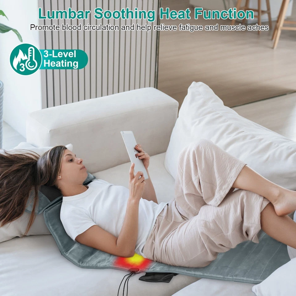 Электрический массажный коврик с подогревом для всего тела спины тепловая вибрация массажный коврик подушка - Изображение 4 из 4