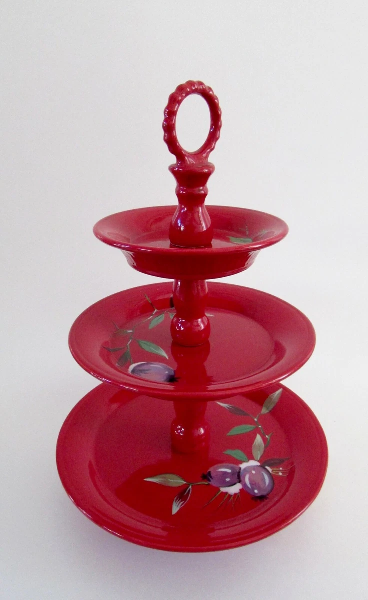 Tracy Porter Jolly Ol Snowy Red Christmas Three Tier Dessert Cookie Tray 14