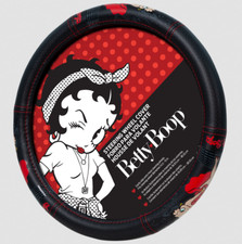 Betty Boop Skyline Red Dress Car Truck Synthetic Leather Steering Wheel Cover Betty Boop Skyline Red Dress Car Truck Synthetic Leather Steering Wheel Cover