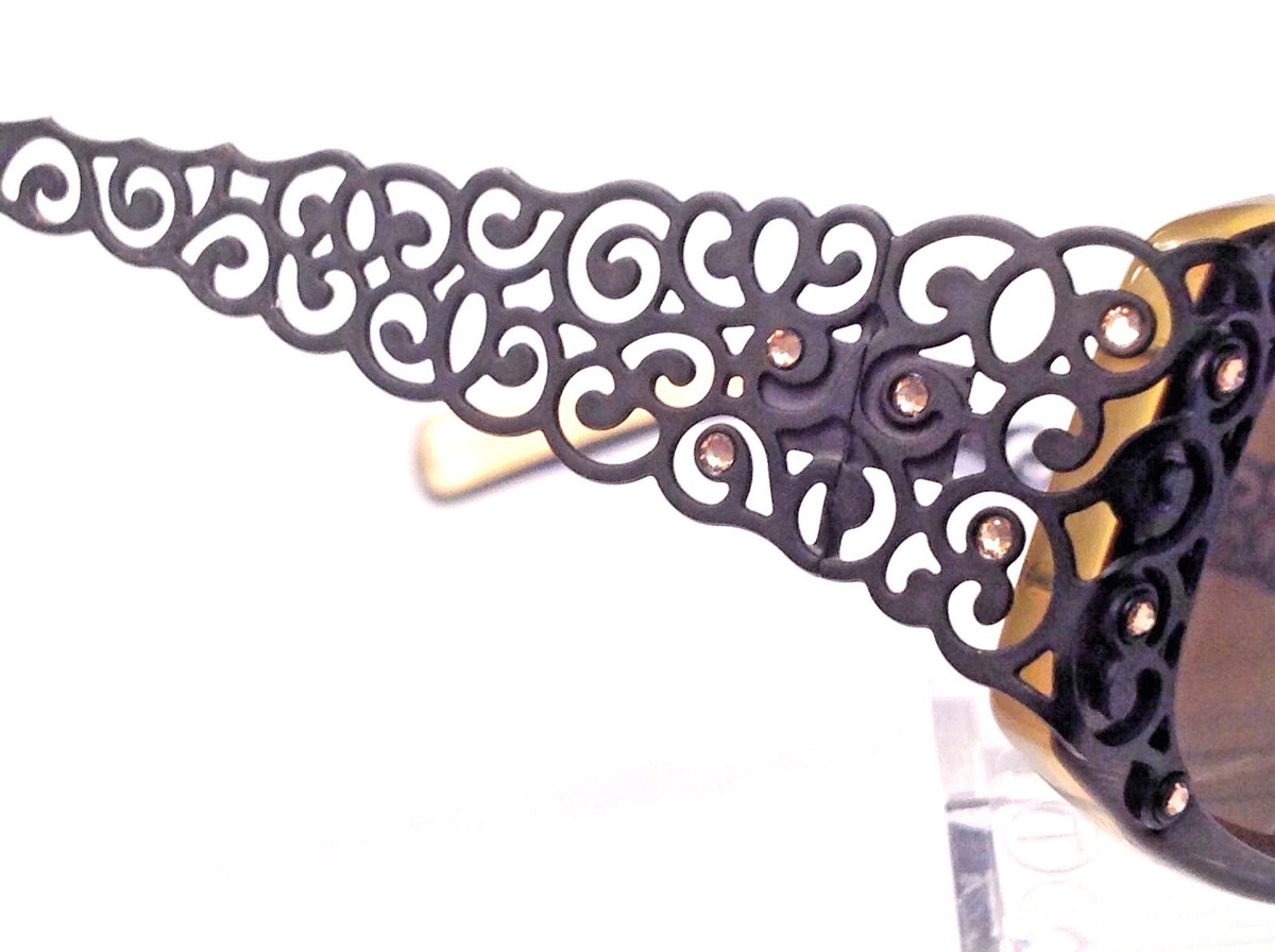 JEAN LAFONT PARIS VINTAGE SERENA 103 FANCY BLACK/BROWN W/CITRINE 