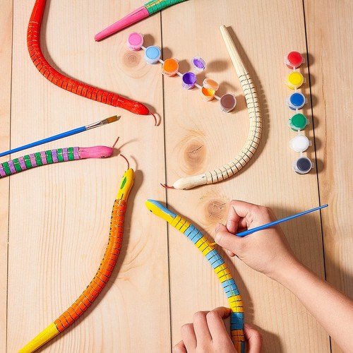 BBTO 120 Pieces Wooden Snake Unfinished Wooden Wiggly Snake Jointed Flexible ... - Picture 3 of 7