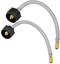 Pair (2) RV 12" Steel Braided Pigtail Propane Gas Hose Tank Connector Trailer