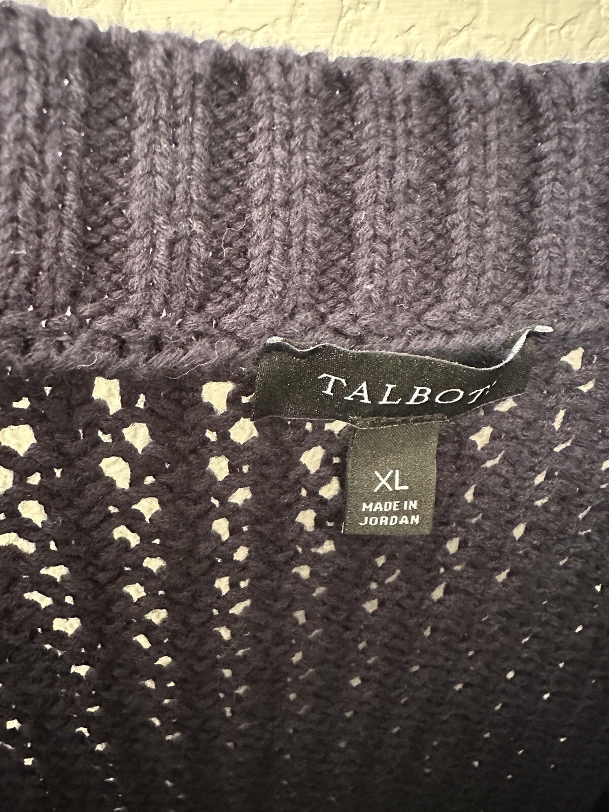 Talbots Solid Navy Blue Cable Knit Crew Neck Pull… - image 3