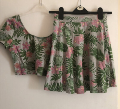 h&m top and skirt two piece Co-ord Set Floral UK